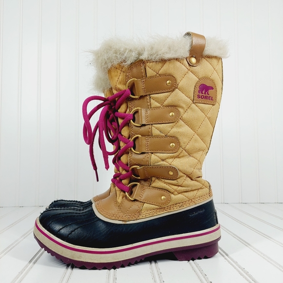 Sorel Shoes Sorel Tofino Felt Quilted Tanblack Insulated Furry Lace